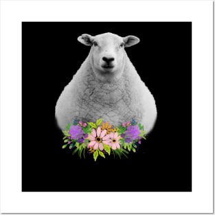 Floral Sheep in Field Posters and Art